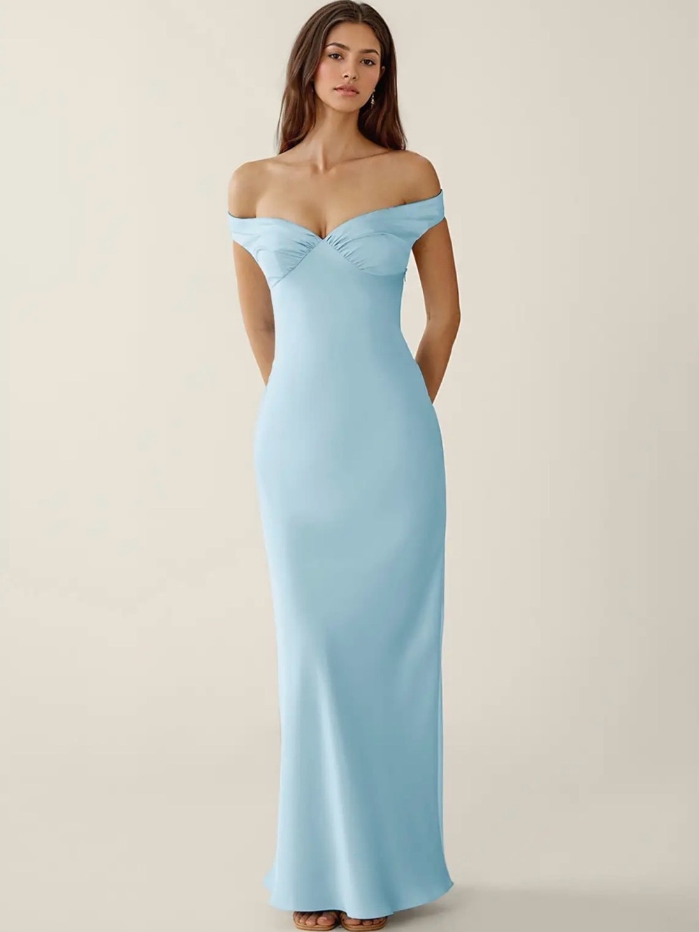NWT Azazie Gwendonme size 8 sky blue bridesmaid dress strapless prom gown formal
